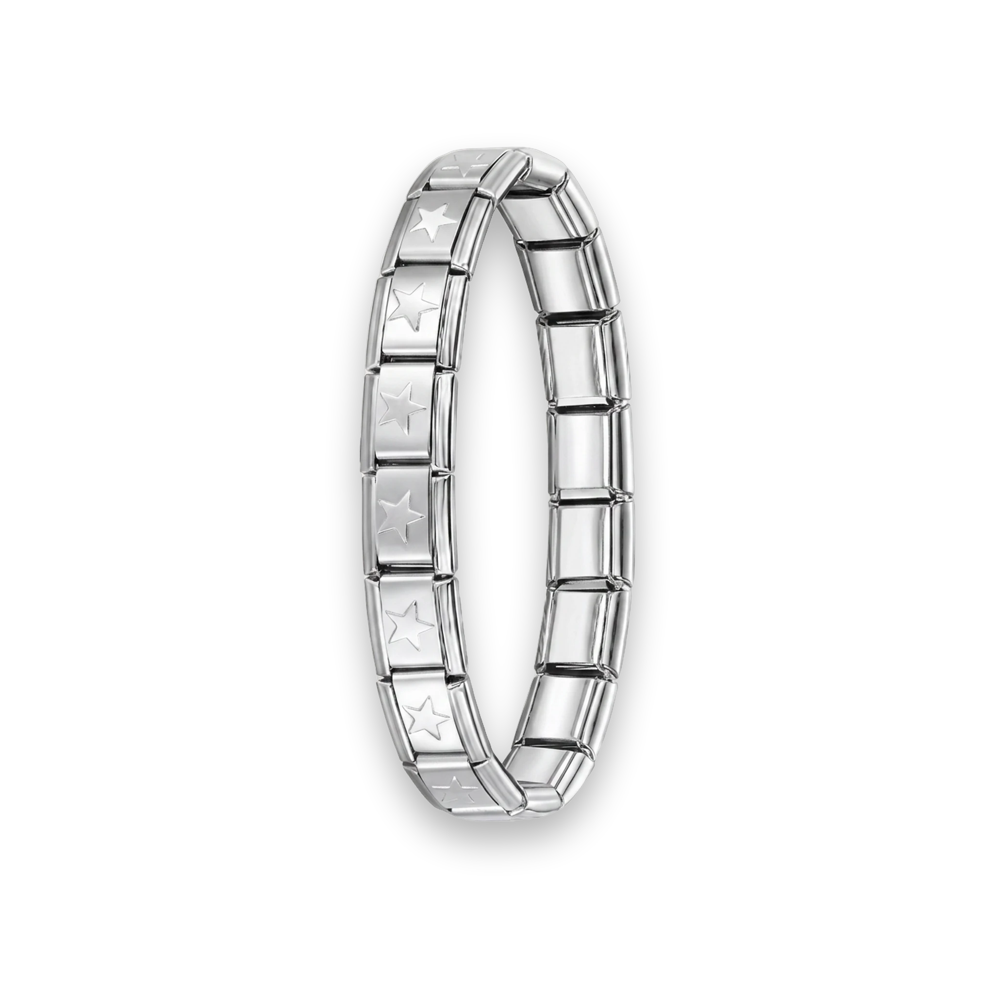 Stella star bracelet in silver-tone stainless steel with raised star links