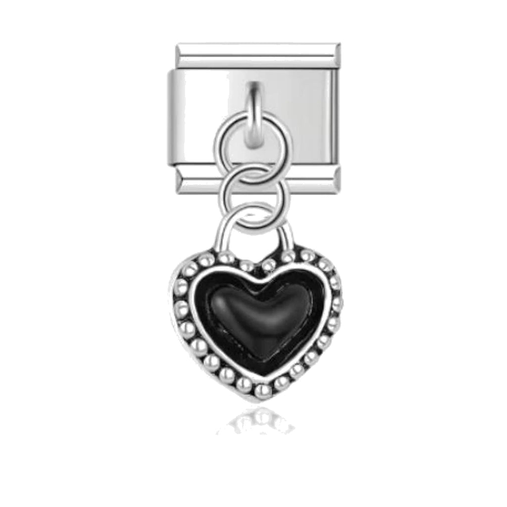 Black Heart Italian charm