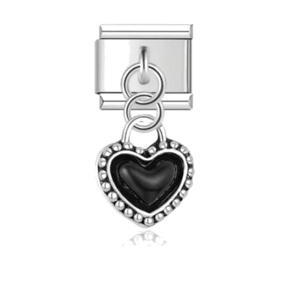 Black Heart Italian charm