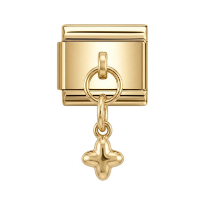 Cross dangle charm on gold Italian link
