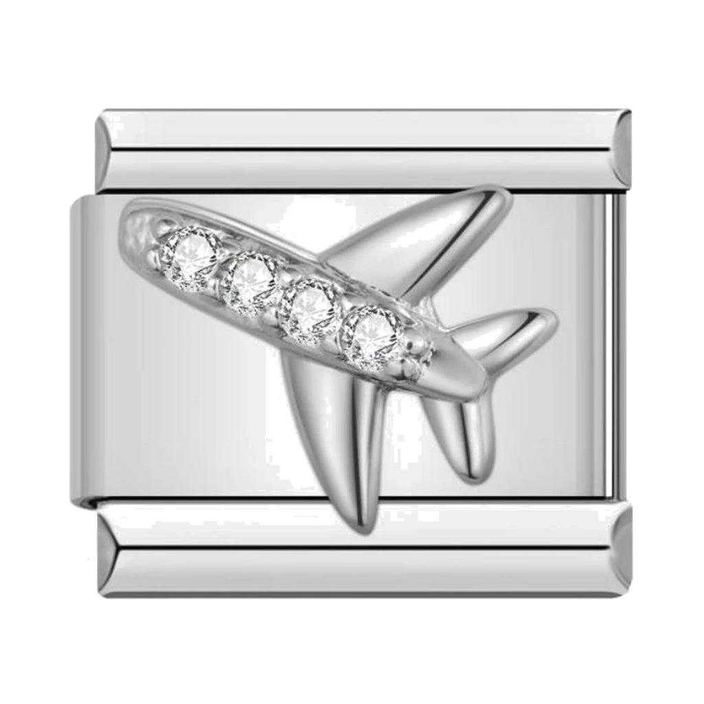 Crystal Airplane Italian charm