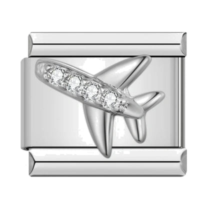 Crystal Airplane Italian charm