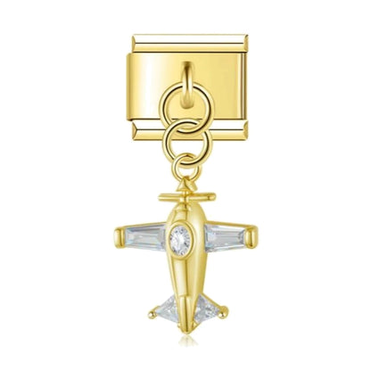 Crystal Plane Italian charm