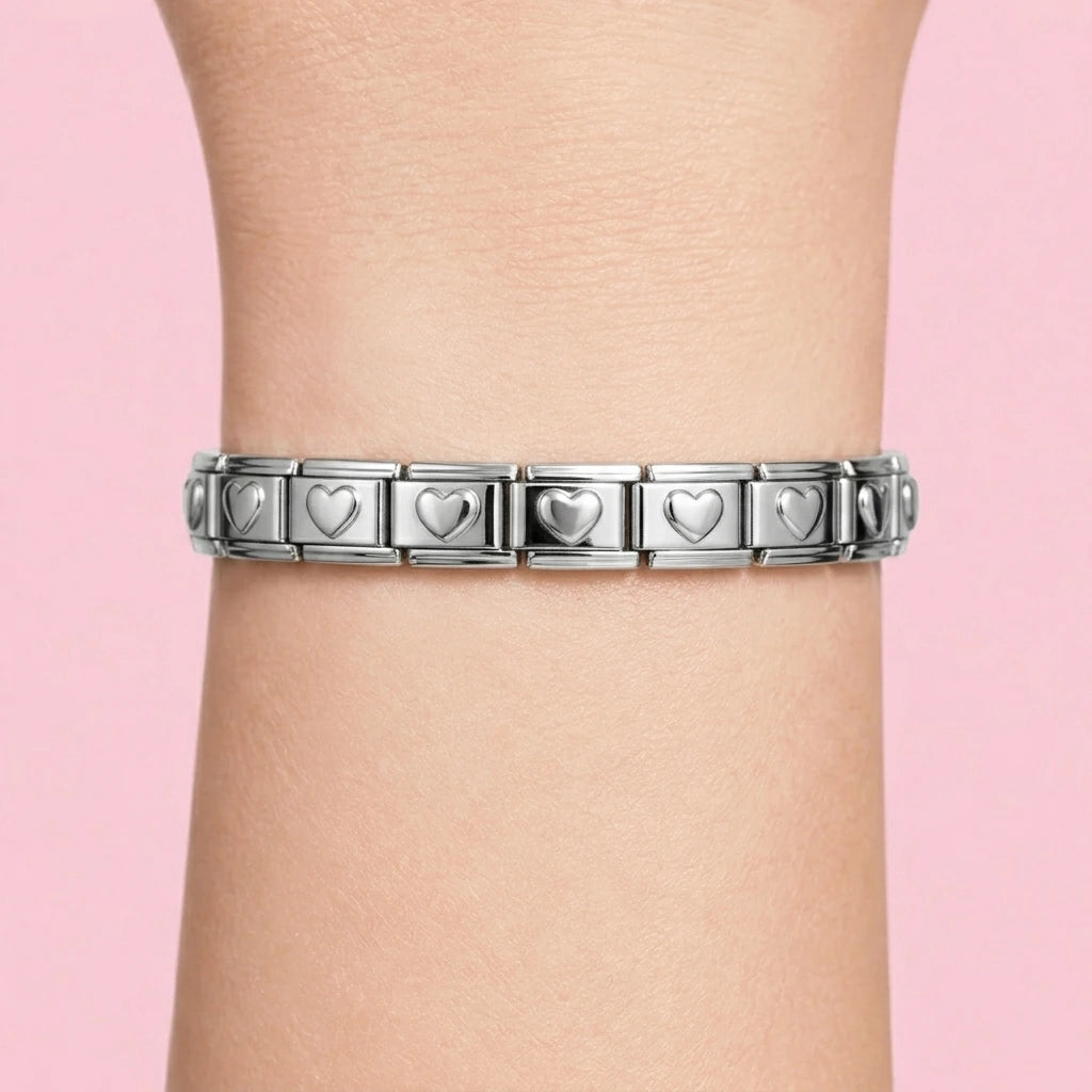 Embossed Heart Bracelet [S] on wrist