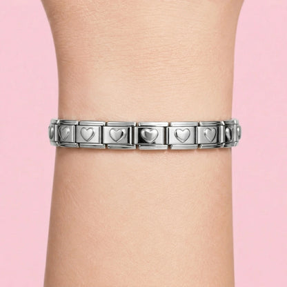 Embossed Heart Bracelet [S] on wrist