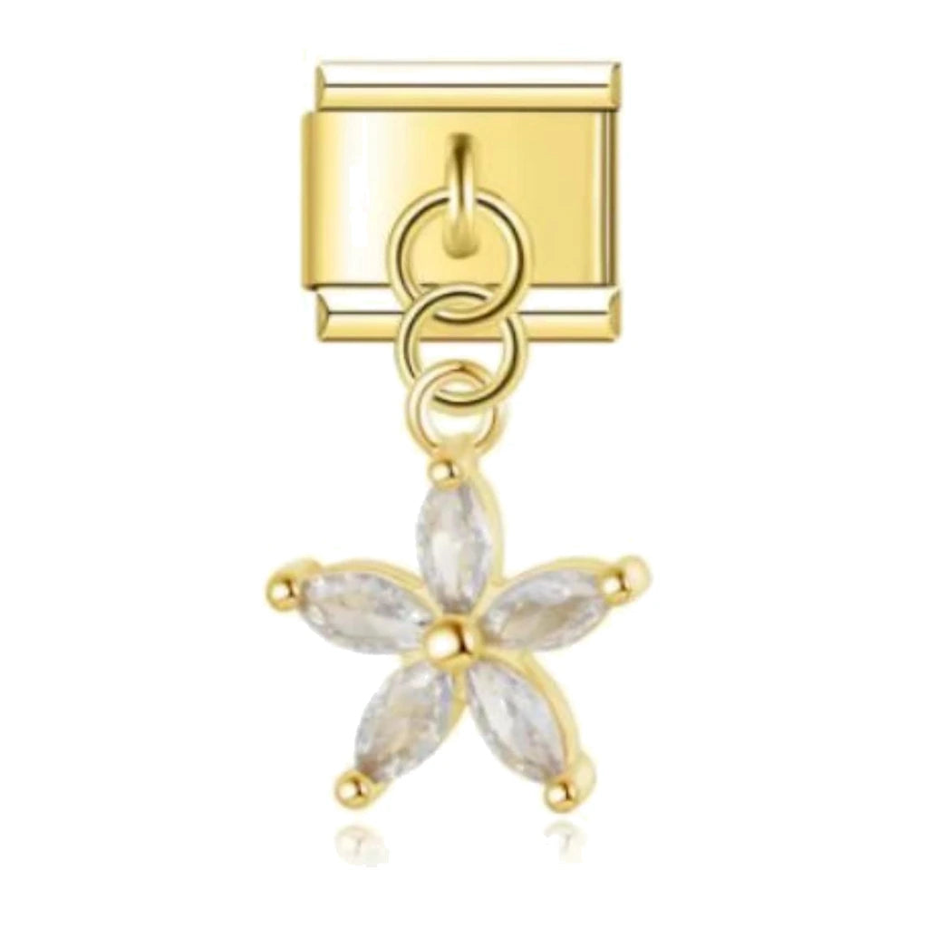 Golden Crystal Flower Italian charm