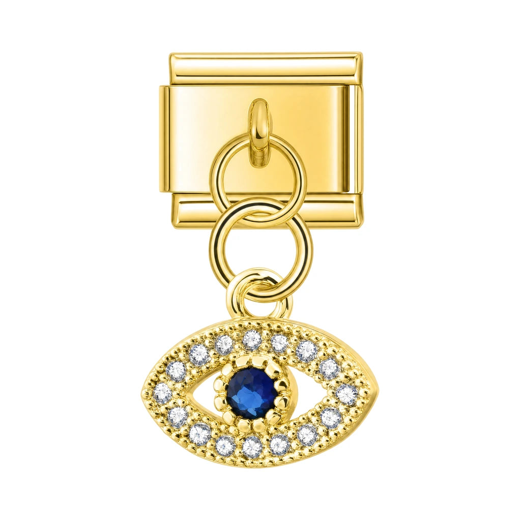 Golden Crystal Eye Italian charm, gold-tone