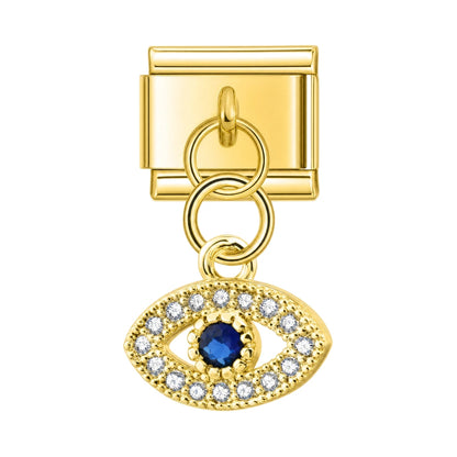 Golden Crystal Eye Italian charm, gold-tone