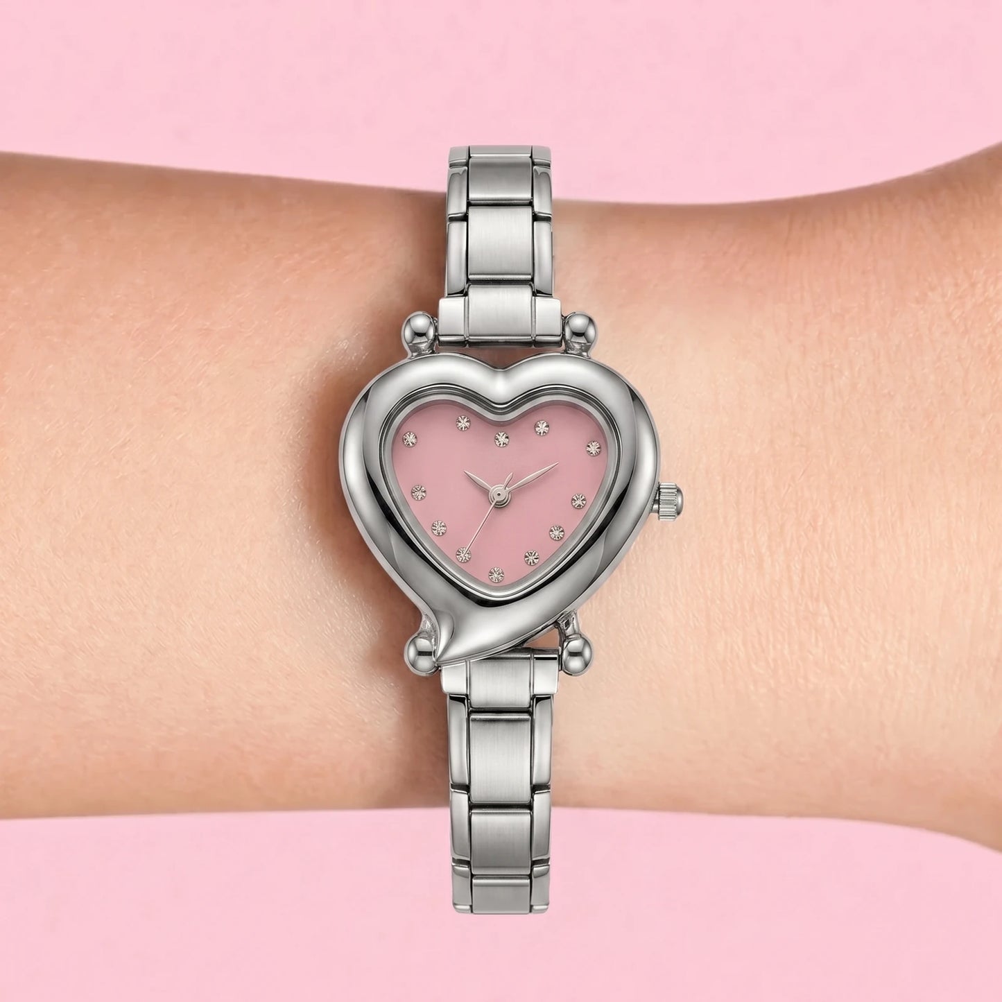Heart Watch — Silver on wrist