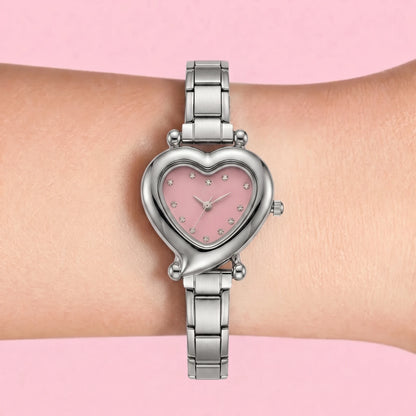Heart Watch — Silver on wrist