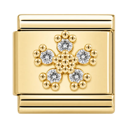 Crystal Bloom Italian charm, gold-tone