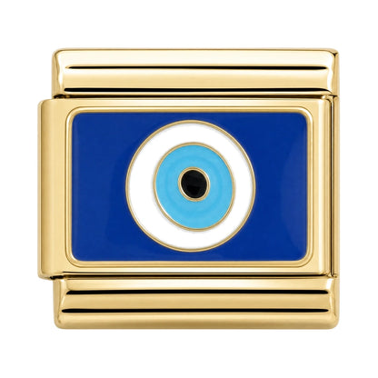 Azure Eye Italian charm, gold-tone