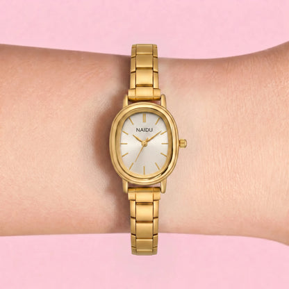 Oval Watch — Gold on wrist