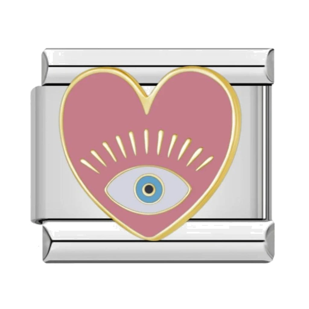 Pink Eye Heart Italian charm