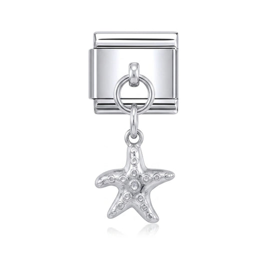 Sea star dangle charm on silver Italian link
