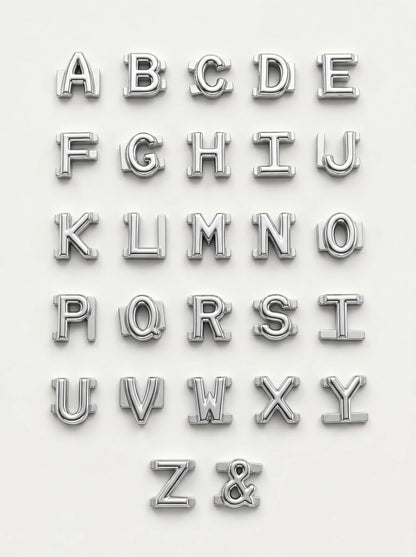 Bangle letters — silver shine